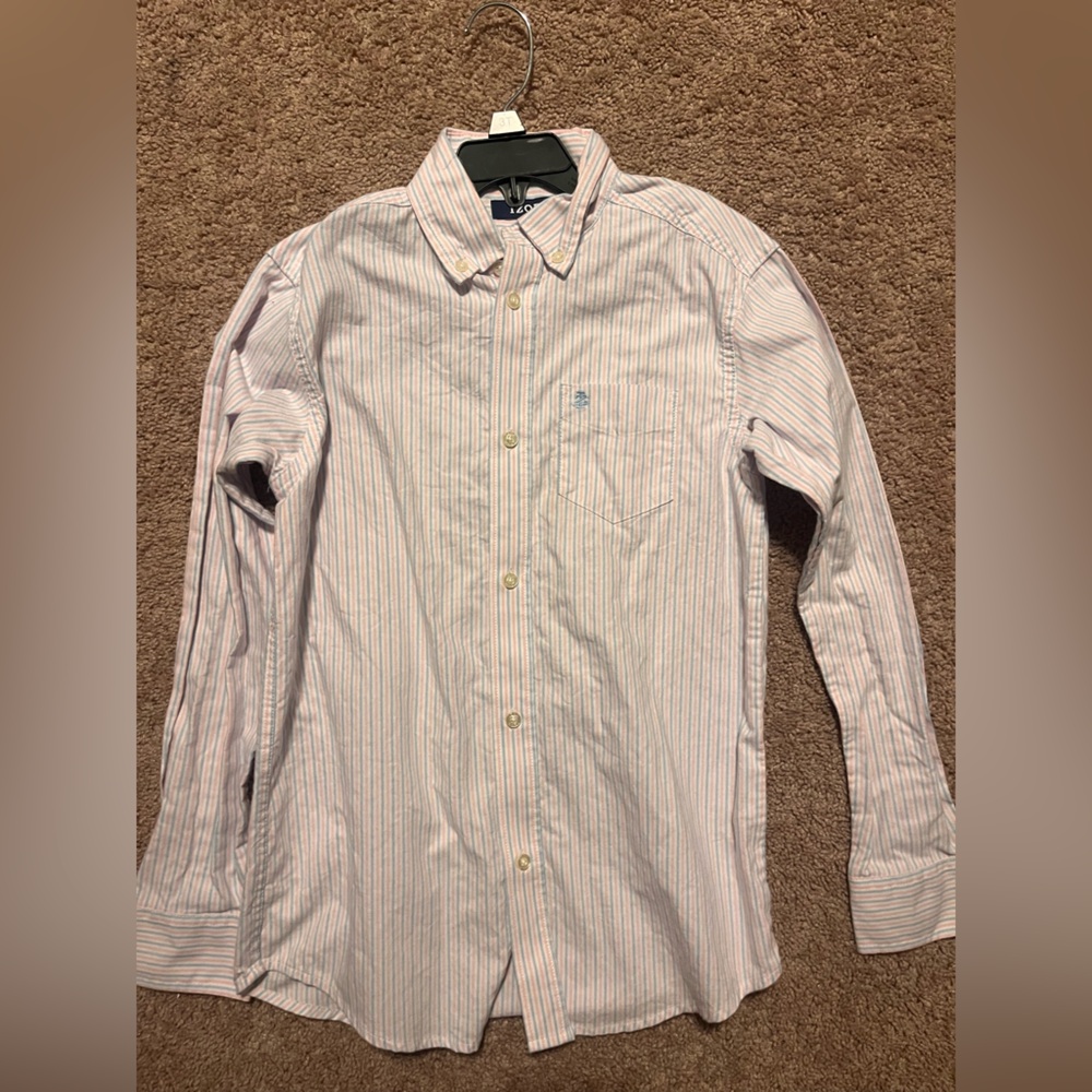 Youth Light Pink/Blue Stripe Button-Down Shirt